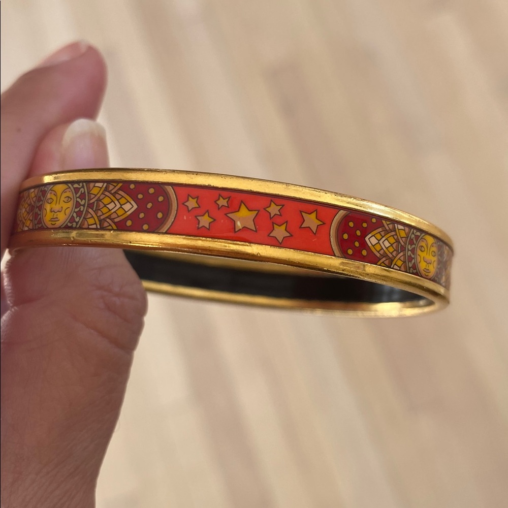 Hermes Sun and Stars Red and Gold Bangle - Picture 2 of 5